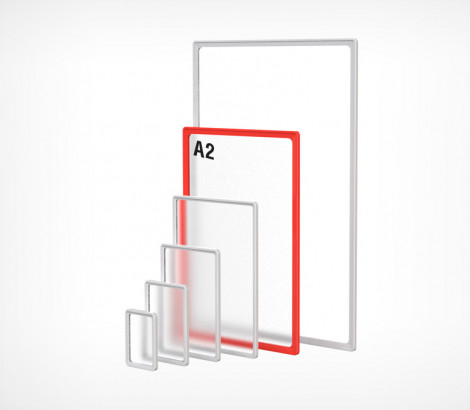 Рамка пластиковая  с закругленными углами формата А2 цв красный