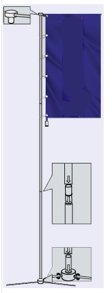 Флагшток мобильный 6 метров МОБИ СТАНДАРТ (с кнехтом и шнуром) без основания